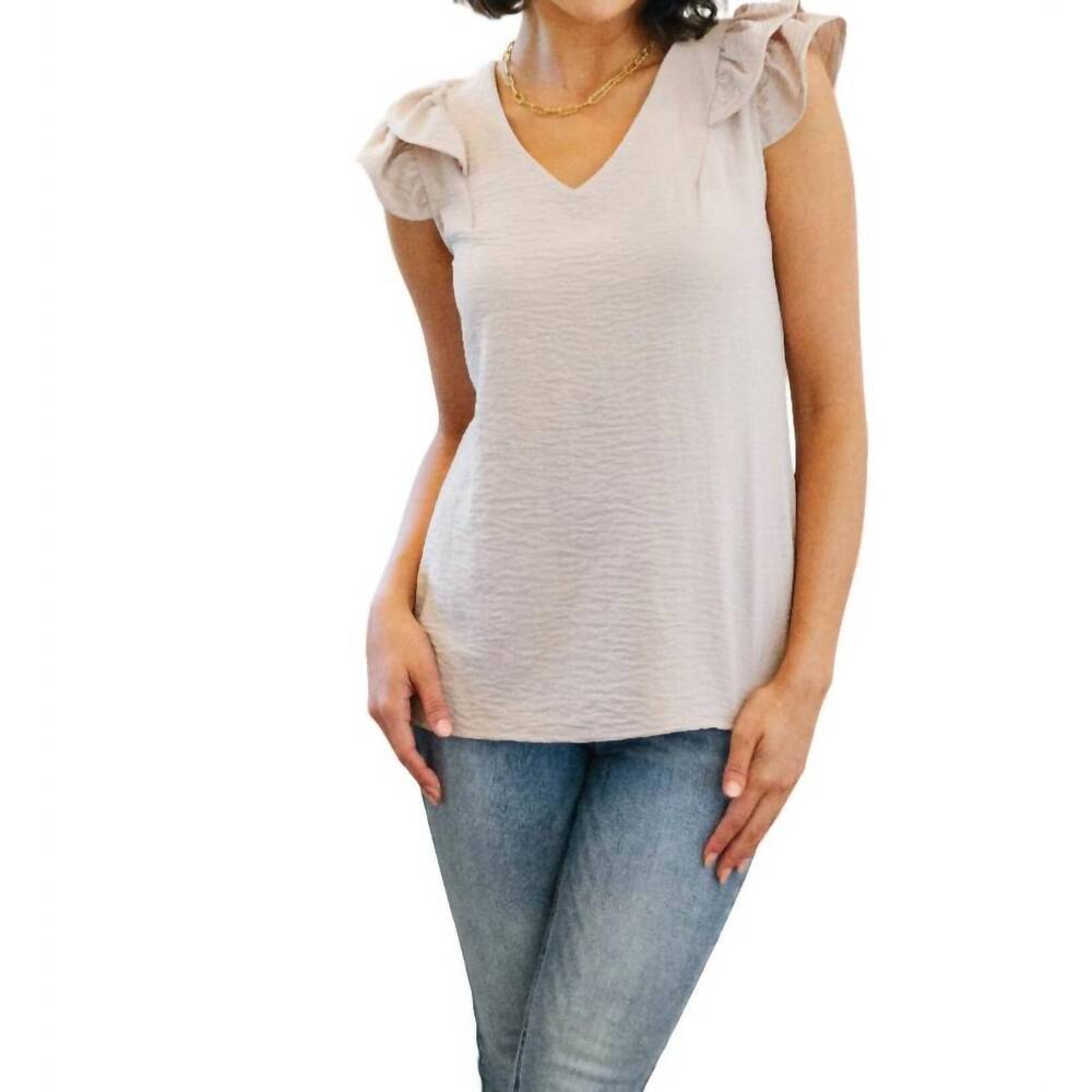 NEW ONE ELEVEN NORTH change of tune ruffle tank in tan